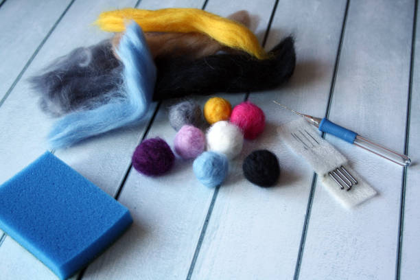 istock Beads made of felted wool. Needlework at home. 1311054636