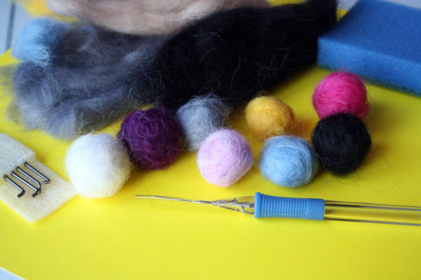 istock Beads made of felted wool. Needlework at home. 1311054652