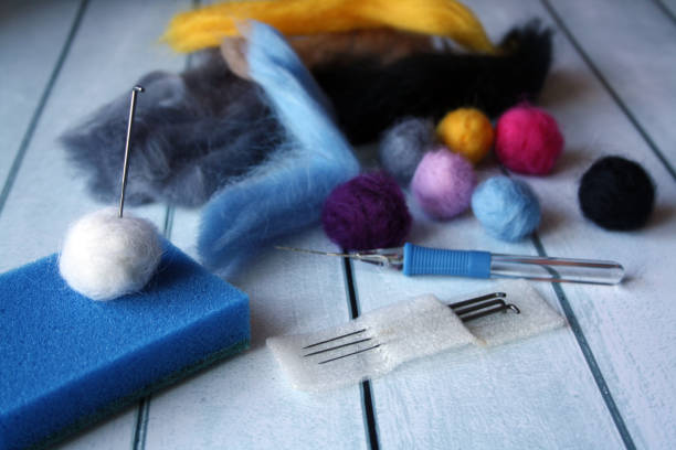 istock Beads made of felted wool. Needlework at home. 1311054678