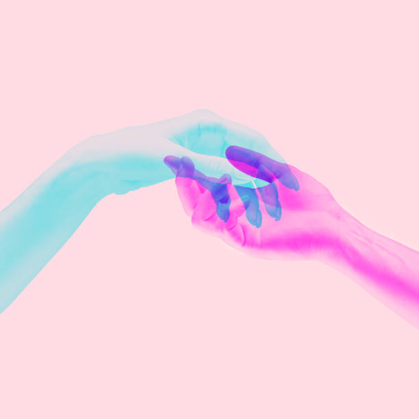 istock Hands aesthetic on bright background, artwork. Concept of human relation, community, togetherness, symbolism, surrealism. 1311055818