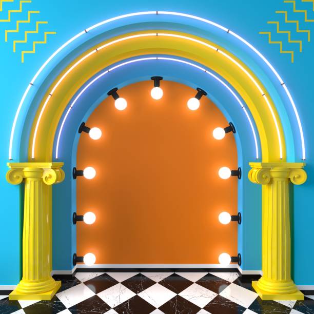 Bright arch catwalk memphis style pop art