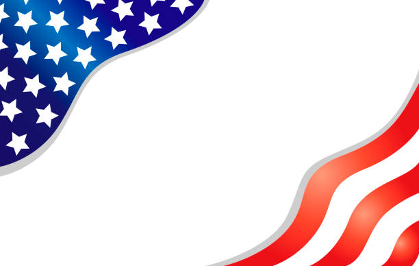 illustrations, cliparts, dessins animés et icônes de bannière américaine de frontière d’angle d’onde de drapeau - us coin