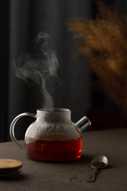 théière en verre avec le thé rooibos, sans caféine - 2657 photos et images de collection