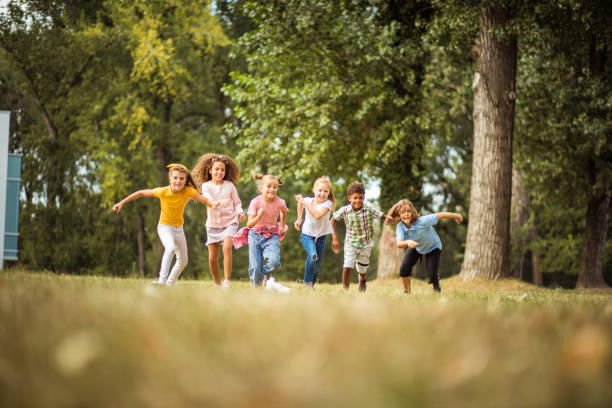 istock Group of running kids. 1311061205