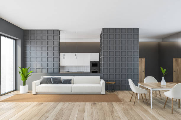 istock Living room with sofa and table with chairs 1311063097