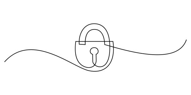 Padlock Padlock in continuous line art drawing style. Portable lock with  keyhole minimalist black linear sketch isolated on white background. Vector illustration confidential illustrations stock illustrations