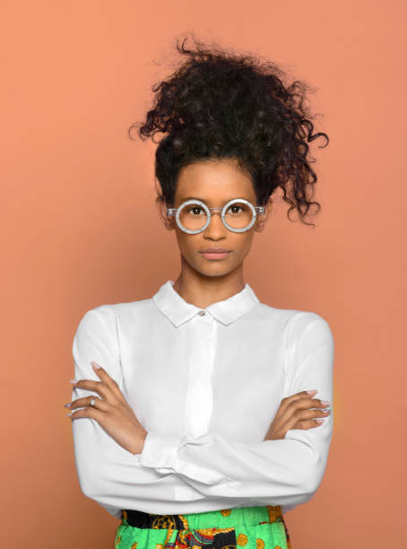 istock Serious confident black woman wearing round eyeglasses 1311068025