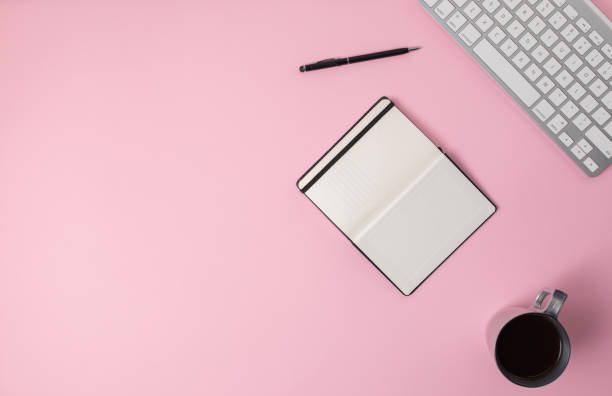 istock Office equipment on pink background 1311068175