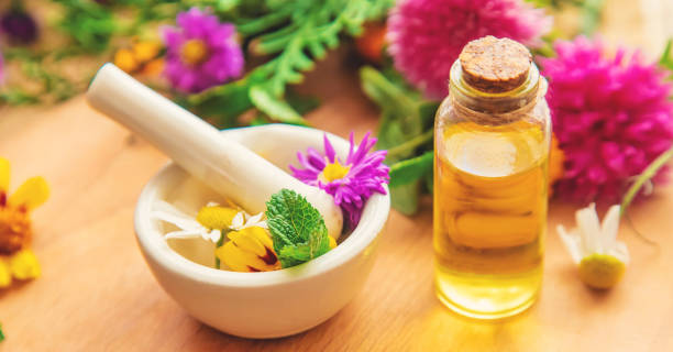 istock Homeopathy in small jars. Herbal extract. Selective focus. 1311069619