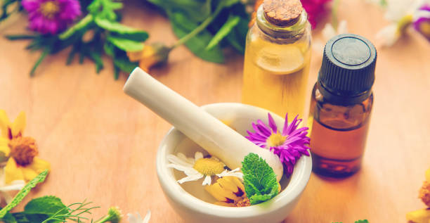 istock Homeopathy in small jars. Herbal extract. Selective focus. 1311069624