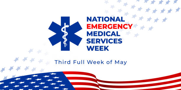 ilustrações de stock, clip art, desenhos animados e ícones de national emergency medical services week. vector web banner for social media, poster, flyer. illustration with text national emergency medical services week, third full week of may. national ems week. - week