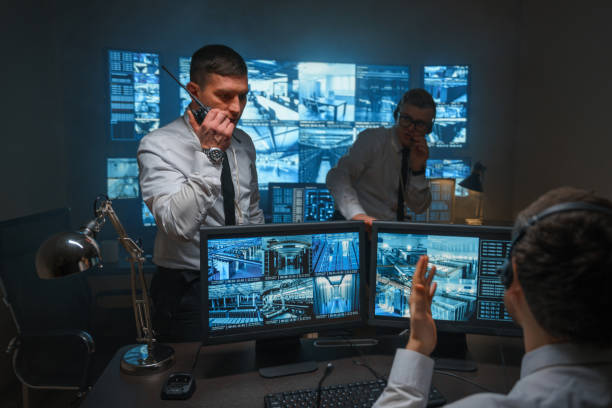 istock Photo of three security officers, while serving at the security post. 1311085382