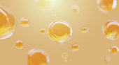3D Collagen Skin Serum and Vitamin illustration isolated on orange background.