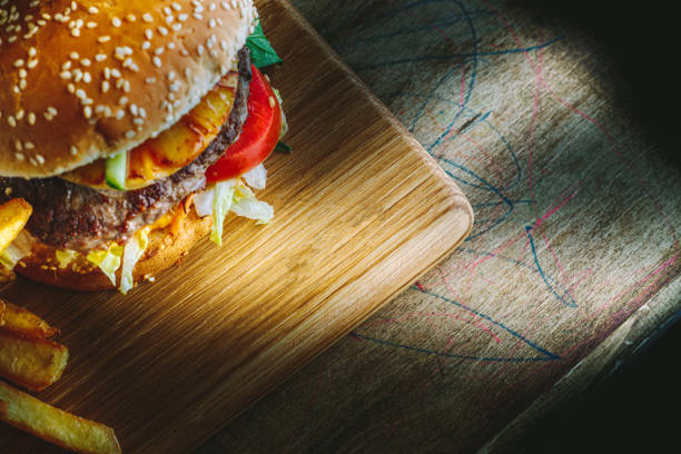 istock Top view of Tasty burger with pineapple 1311088546