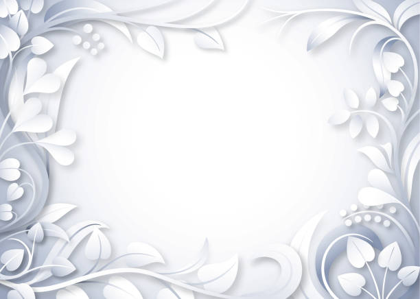 Floral background in shades of silver gray with central copy space.