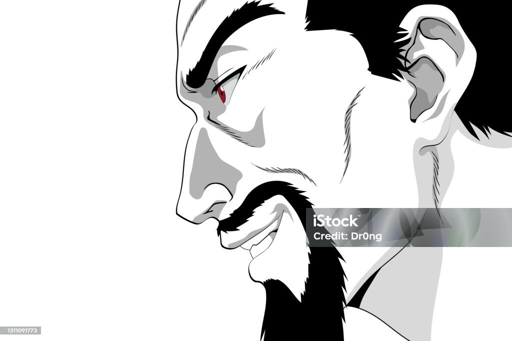 Anime Face With Red Eyes On Black And White Background Web Banner For Anime  Manga Cartoon Stock Illustration - Download Image Now - iStock
