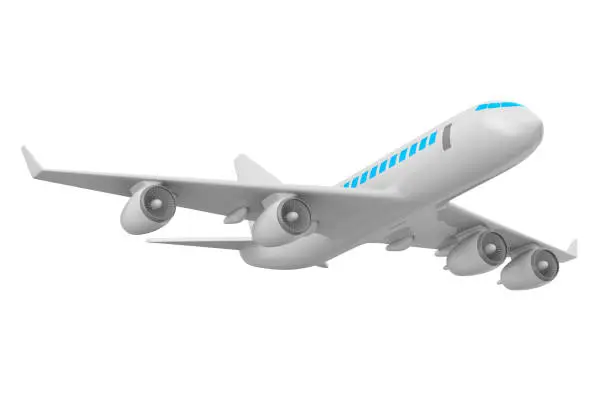 Photo of airplane on white background. Isolated 3D illustration