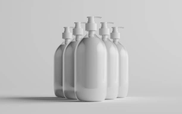 istock Transparent Plastic Pump Bottle Mock-Up - Liquid Soap, Shampoo Dispenser - Multiple Bottles 1311096820