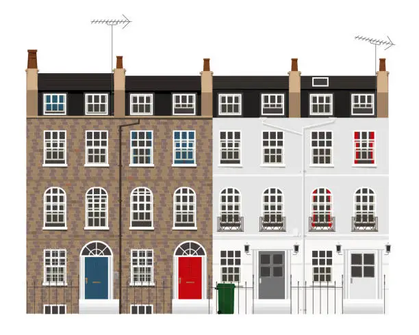 Vector illustration of Typical terraced houses in United Kingdom