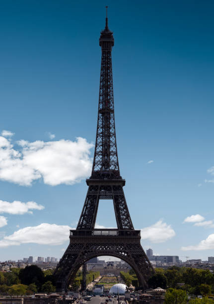 Eiffel Tower seen from the city stock photo