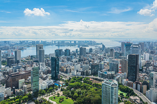 Tokyo, Japan, Asia - September 7, 2019 : Aerial view of Tokyo from Tokyo Tower