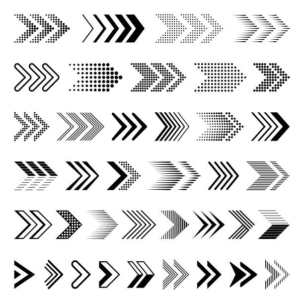 Arrows Set of black arrows. Vector design elements, different shapes. speed stock illustrations