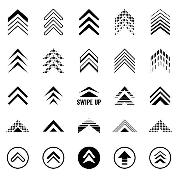 ilustrações, clipart, desenhos animados e ícones de deslize para cima ícones - seta para cima