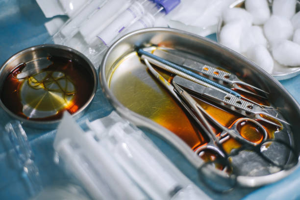 istock High angle shot on tray of surgical instruments in operating room 1311106500
