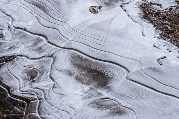 istock The texture of the thin ice on the water surface 1311108391