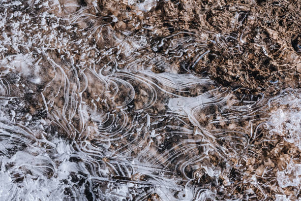 istock The texture of the thin ice on the water surface 1311108411