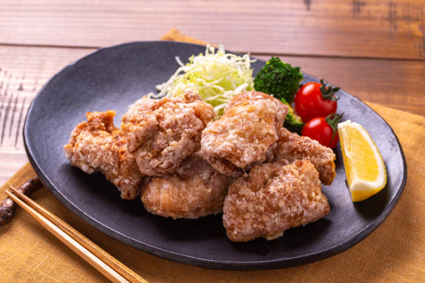 Deep-fried chicken Tatsuta stock photo