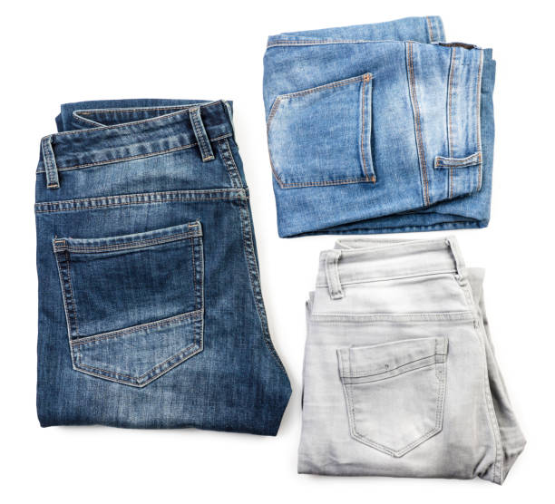 istock Set of folded jeans on white background, isolated. The view from top 1311109655