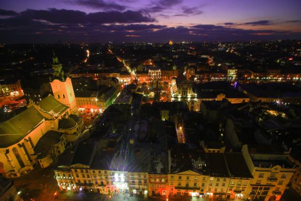 istock Night European beautiful city Lviv panorama 1311112814