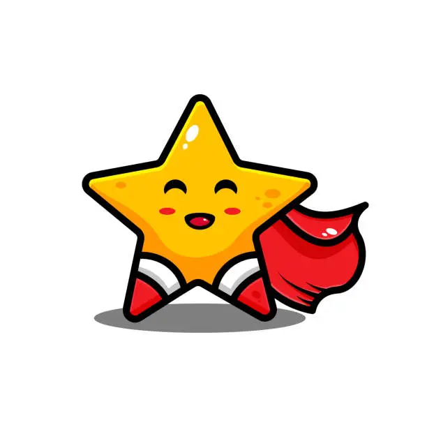 Vector illustration of vector super hero star illustration design. The super hero star with an outline is suitable for stickers, icons, mascots, logos, clip art, and other graphic purposes