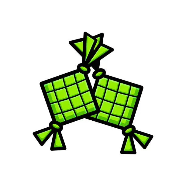 Vector illustration of vector ketupat illustration design. The ketupat with an outline is suitable for stickers, icons, mascots, logos, clip art, and other graphic purposes