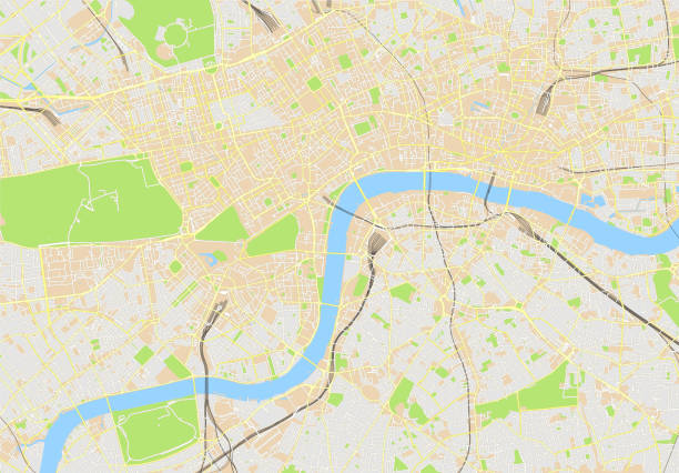 mapa londynu - greater london stock illustrations