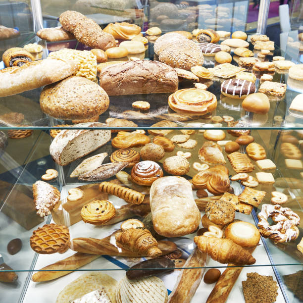 Fresh bread and pastries in bakery