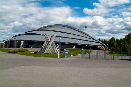 Hamar, Norway - June 06, 2009: Vikingskipet Hamar Olympic Hall, an indoor multi-use sport hall, built 1994 for Olympic Games in Lillehammer