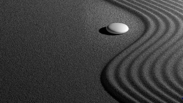 3d rendering of stone on the beach with wave sand