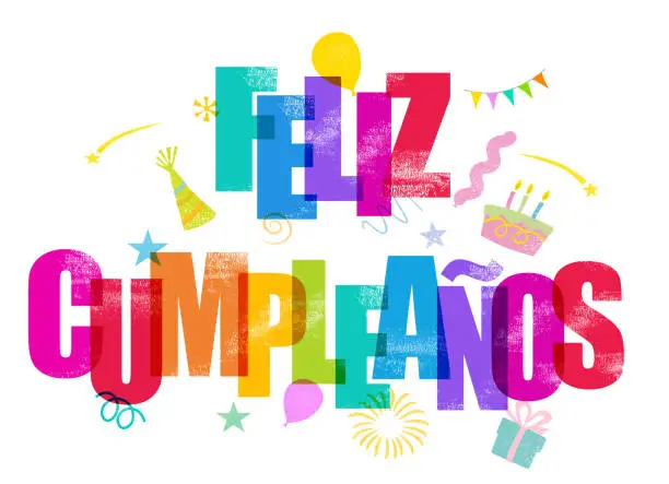 Vector illustration of Feliz Cumpleaños - Happy Birthday in Spanish