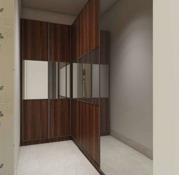 istock Domestic Wooden Wardrobe Clothes Design 1311132919