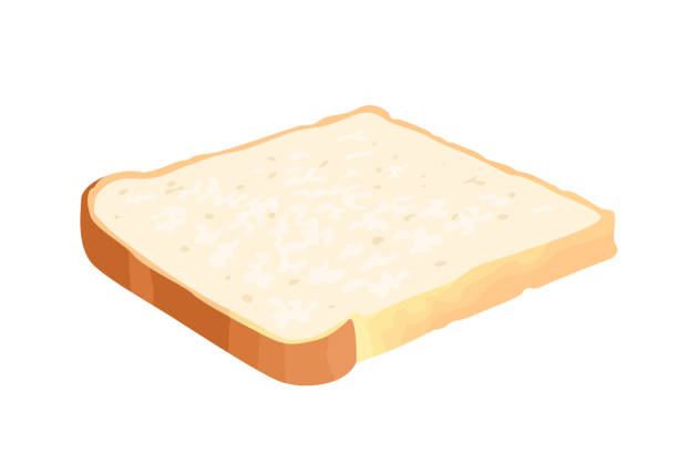 кусочек тостового хлеба изолирован на белом фоне. векторная пищевая иллюстрация в мультяшном плоском стиле. - bread portion cartoon brown bread stock illustrations