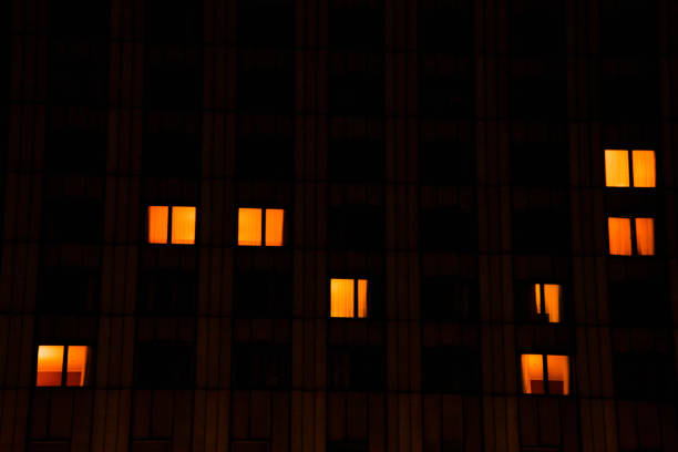 istock Burning windows of a multi-storey building 1311136978
