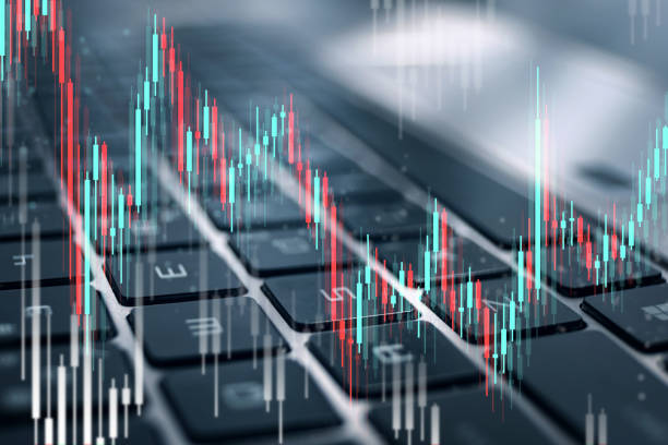 istock Key board with digital stock market chart background . Cryptocurrency financial growth concept . 1311137344