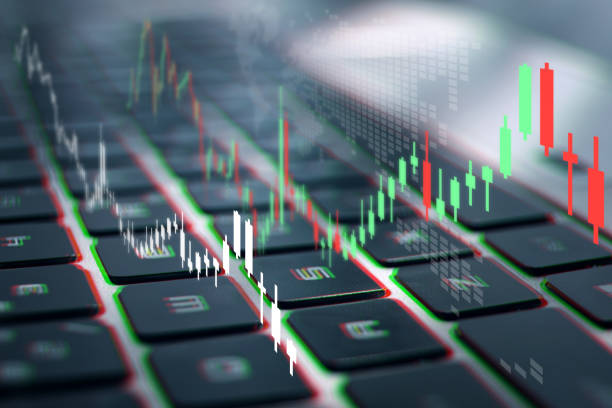 istock Key board with digital stock market chart background . Cryptocurrency financial growth concept . 1311137345
