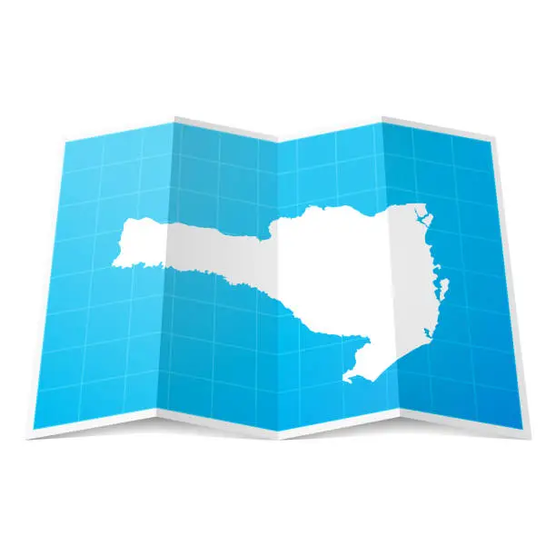 Vector illustration of Santa Catarina map folded, isolated on white background