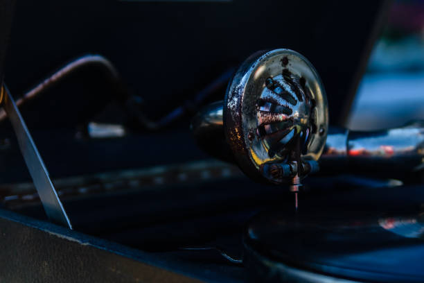 istock Detail of the old gramophone needle on vinyl disk 1311140741
