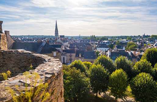 Chateaubriant, France - August 23, 2019: View of city from the Chateau de Chateaubriant castle in the Loire-Atlantique department of France