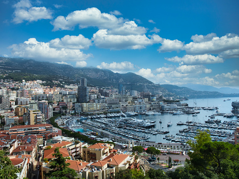 Beautiful cityscape of Monaco and the harbour. Sunny day