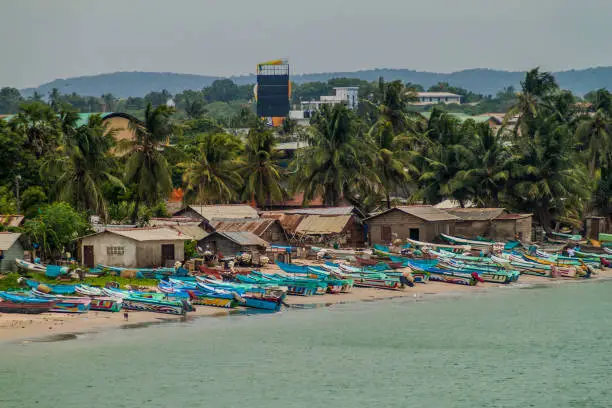 Photo of TRINCOMALEE, SRI LANKA - JULY 23, 2016: Boats on a sea coast in Trincomalee, Sri Lan